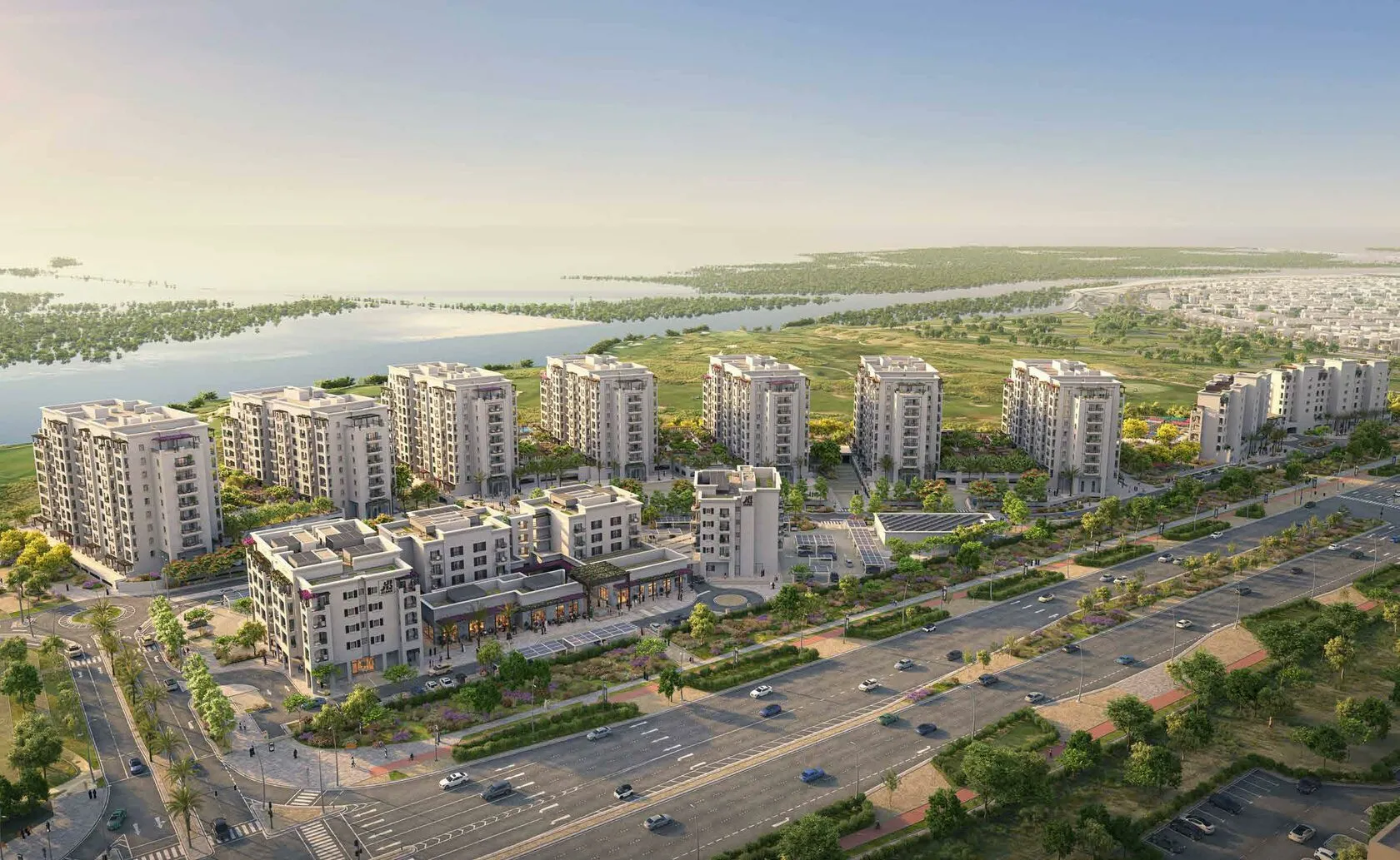 yas golf collection by aldar properties aerial view