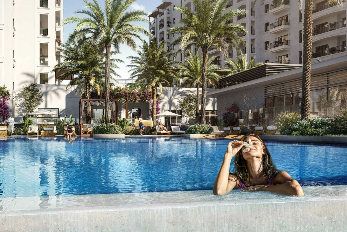 yas golf collection by aldar properties pool side